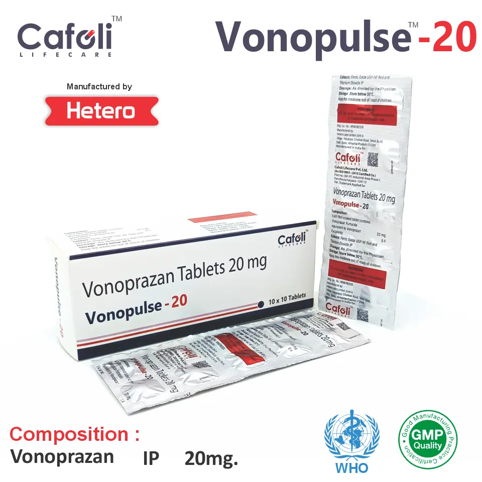 Vonoprazan 20mg Tablet strip packaging & Price for PCD pharma franchise